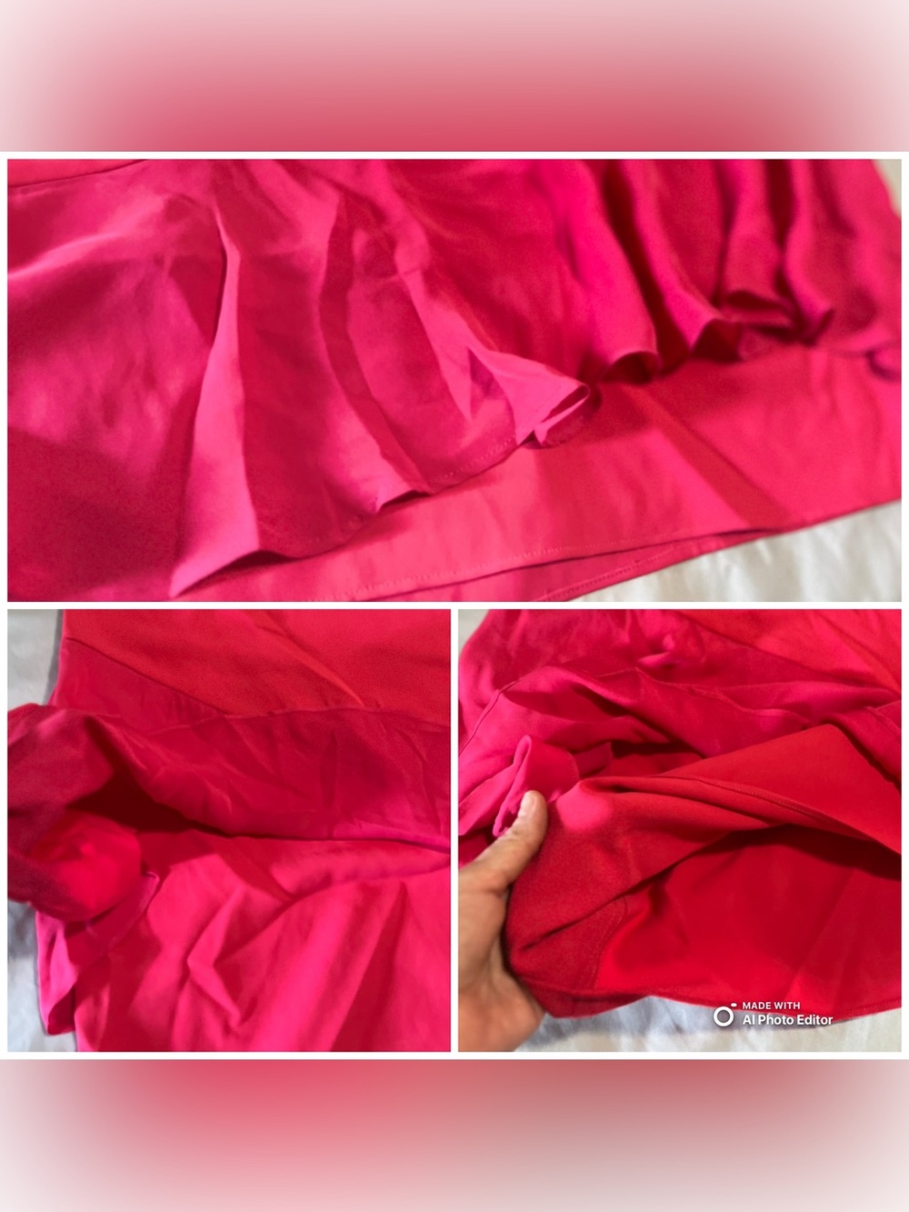 Parker Eden Silk Tiered One-Shoulder Ruffle Mini Dress Hot Pink Fuchsia Size S - Picture 6 of 9
